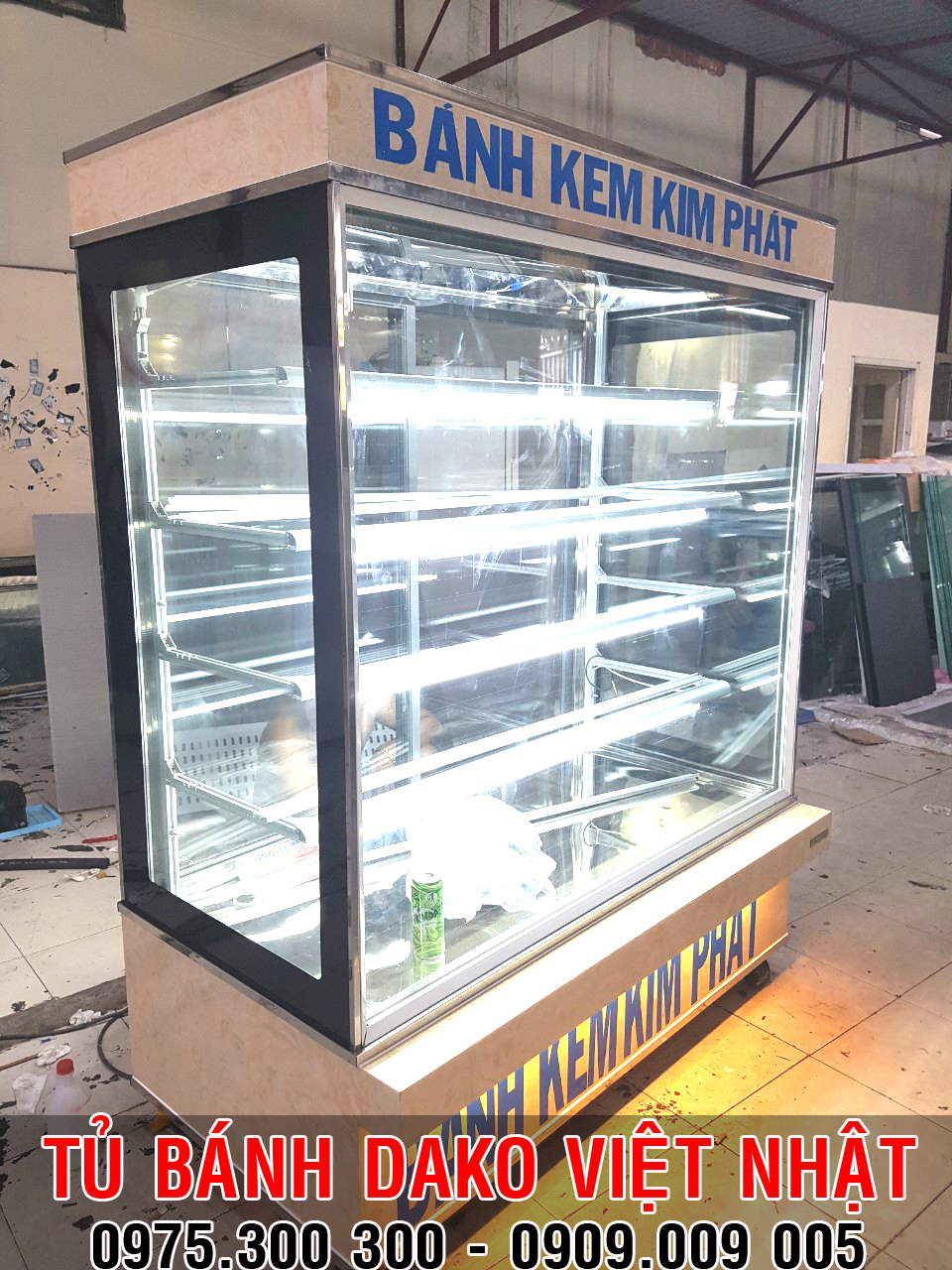 Tủ b&aacute;nh kem 5 tầng đ&aacute; m&agrave;u v&agrave;ng